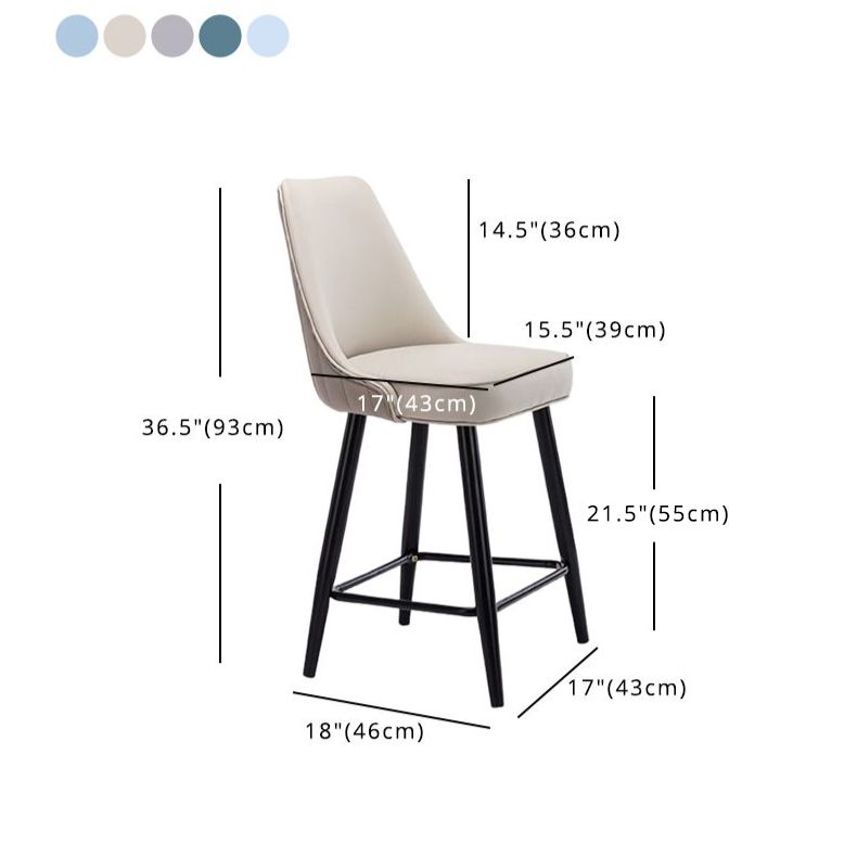 Contemporary Metal Leather Bar Stools Bristol Barstool with Iron Legs and Low Back
