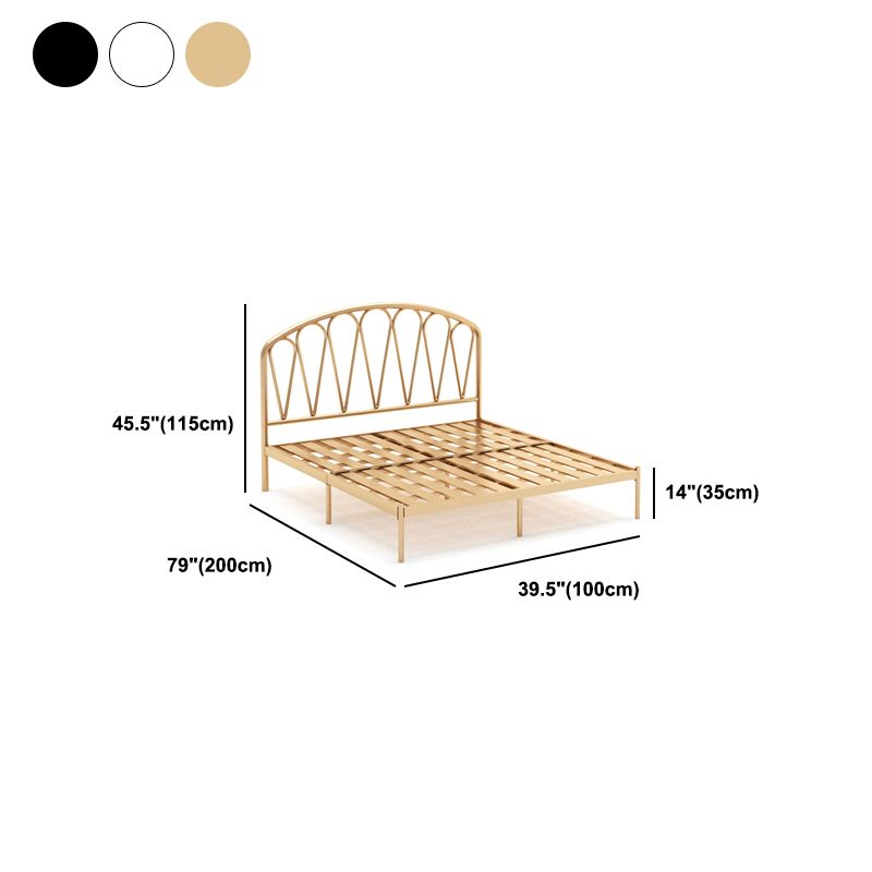 Metal Glam Open-Frame Bed 45" Tall Standard Bed with Headboard
