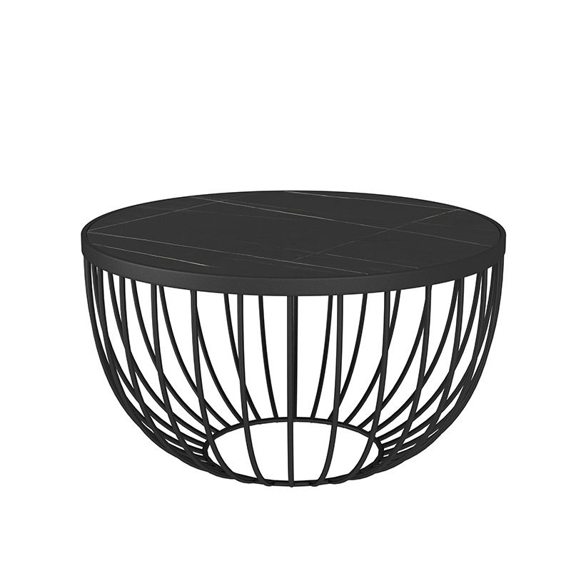 Single Slate Drum Coffee Table Modern Minimalist Round Coffee Table