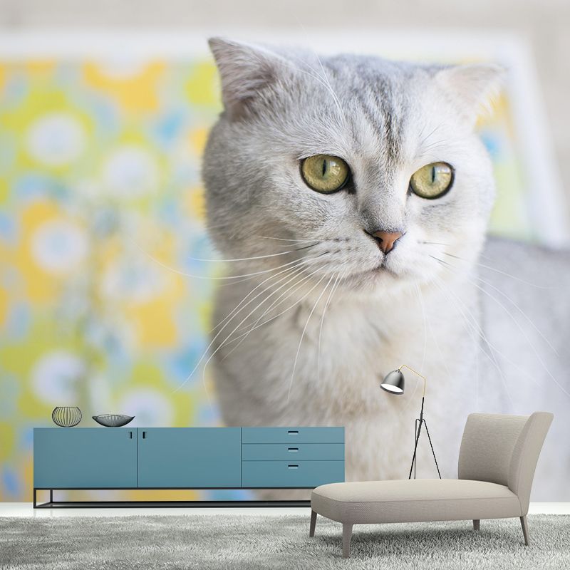 Contemporary Folds Cat Mural Environment Friendly Wall Art for Living Room