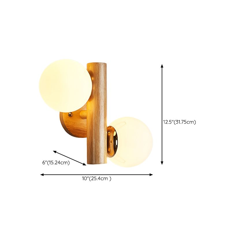 Nordic Style Wooden Vanity Light Ball Shape Vanity Lamp for Shower Room