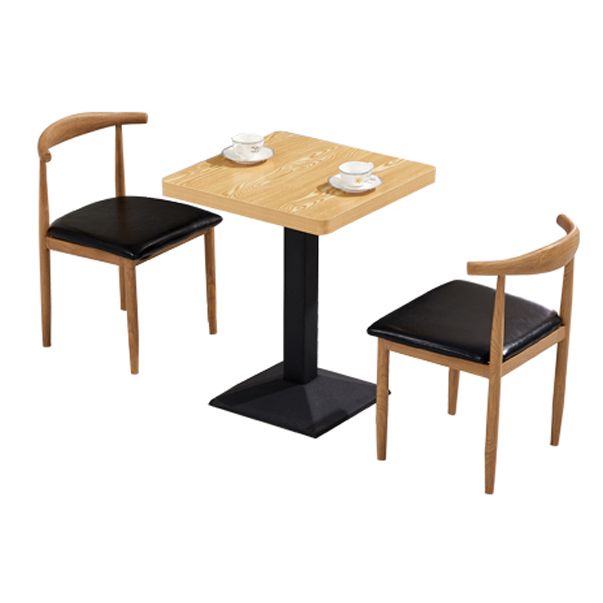Industrial Wooden Table for Restaurant Dining Table with Pedestal Base in Black