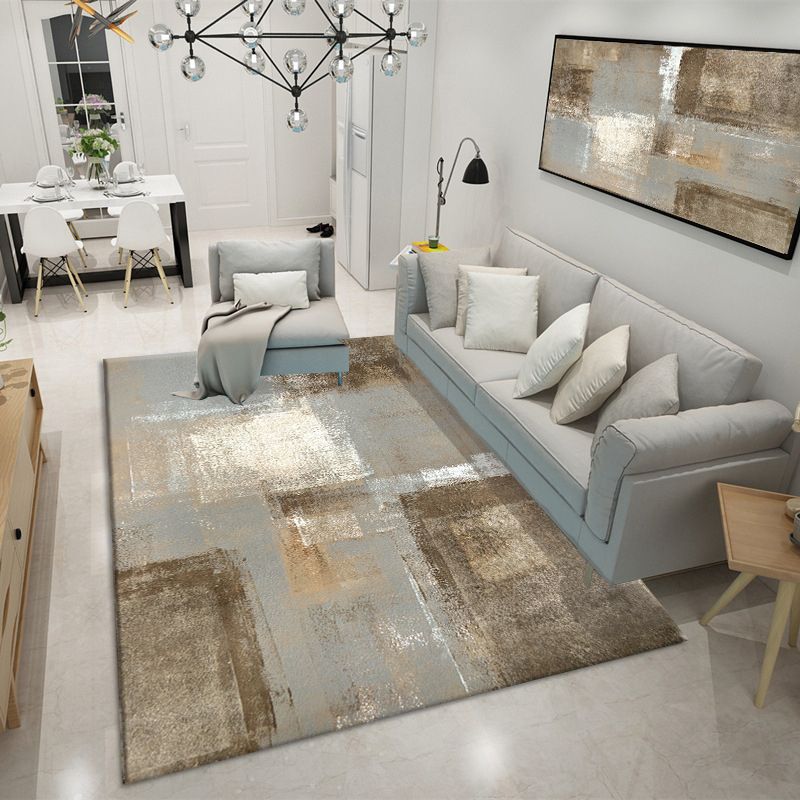 White Modern Rug Polyester Graphic Indoor Rug Washable Area Rug for Home Decoration