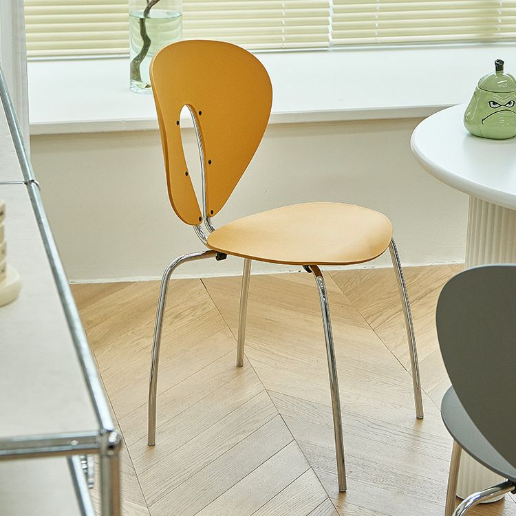 Modern Open Back Plastic Dining Room Silver Leg Dining Chair