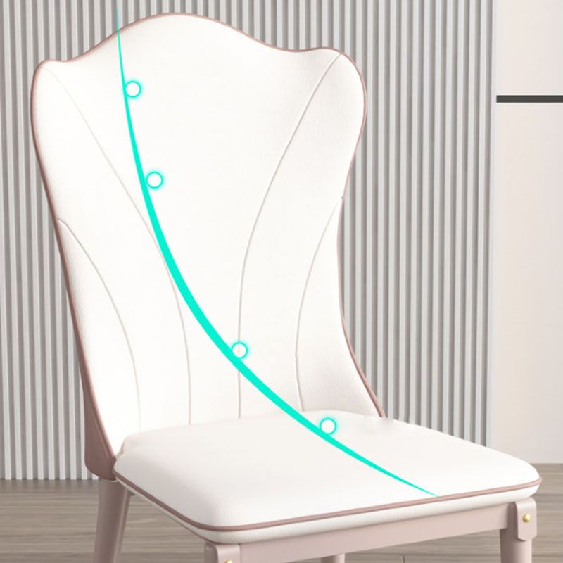Leather Dining Side Chair Scandinavian Design Solid Back Armless Dining Chairs