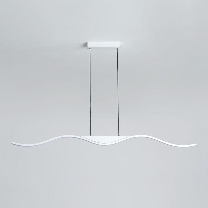 Single White Modernism Kitchen Island Lighting Unique Metallic Ceiling Light