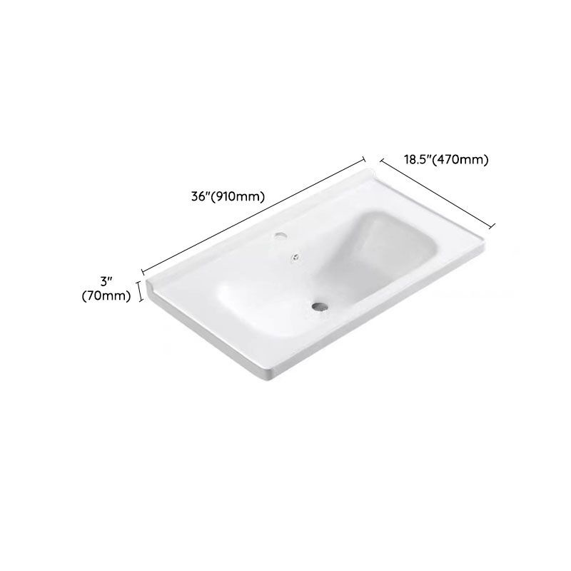 Modern Basin Sink Porcelain with Overflow Drop-in Bathroom Sink(Not Included Faucet)