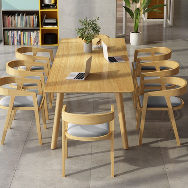 Mesa de comedor rectangular contemporánea de madera maciza mesa de madera con 4 patas