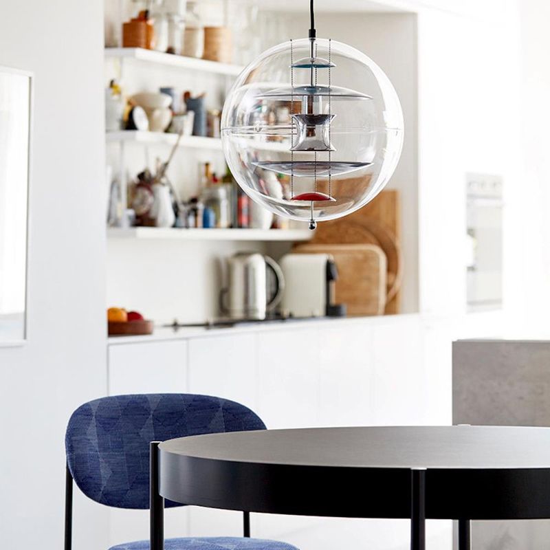 Lampe à suspension en acrylique transparent sphérique minimaliste 1 éclairage lumineux Light pour le café