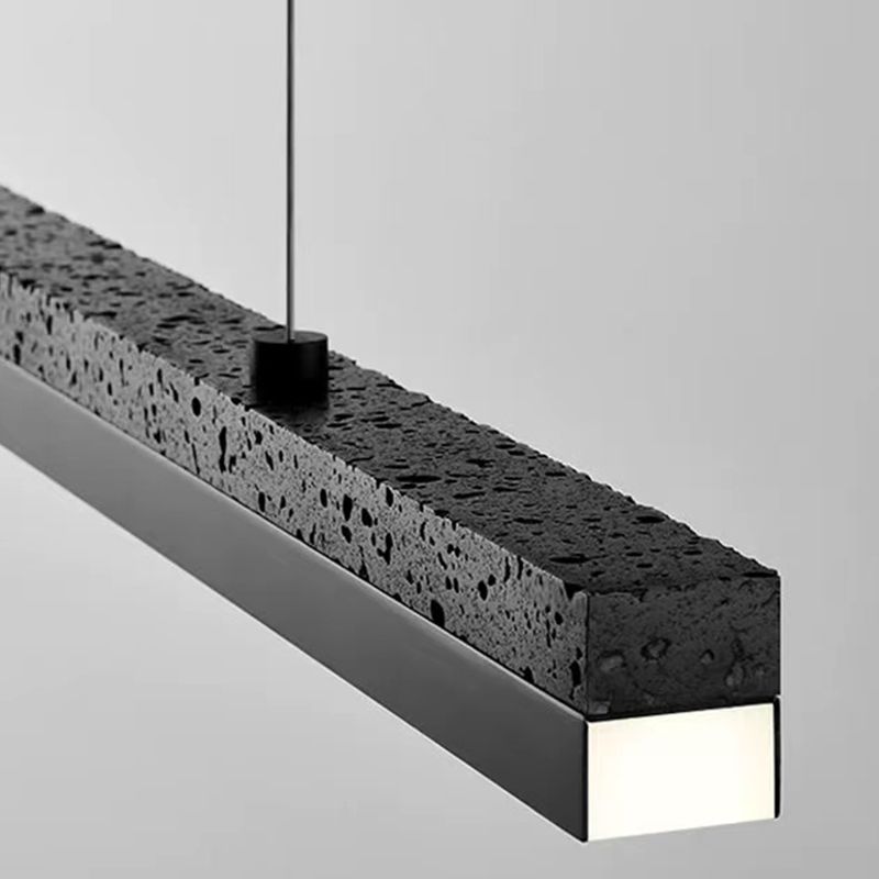 Minimalism LED Hanging Light Linear Island Light Fixture in Black for Dining Room