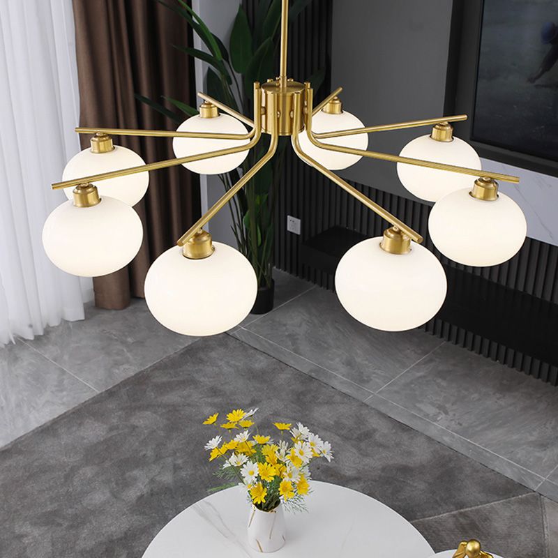 Araña de la esfera lámpara de vidrio de ópalo blanca esmerilado para comedor para comedor