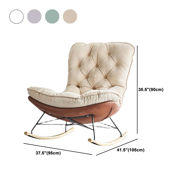 Modern Style Rocking Chair Faux Leather Upholstered Chair with Button-Tufted