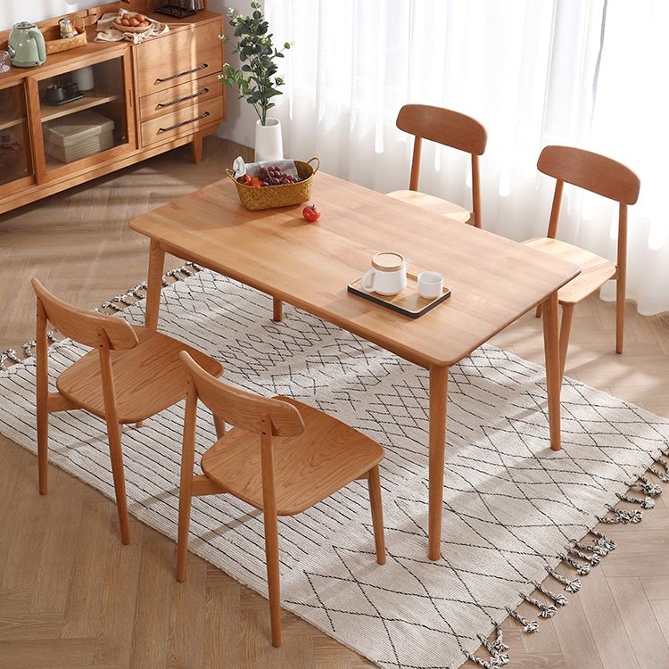 Mesa de comedor rectangular de madera de cerezo Mesa de madera moderna en la naturaleza con 4 patas