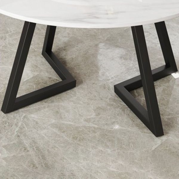 Round Double Pedestal Table Simplicity Style Stone Dining Site Table