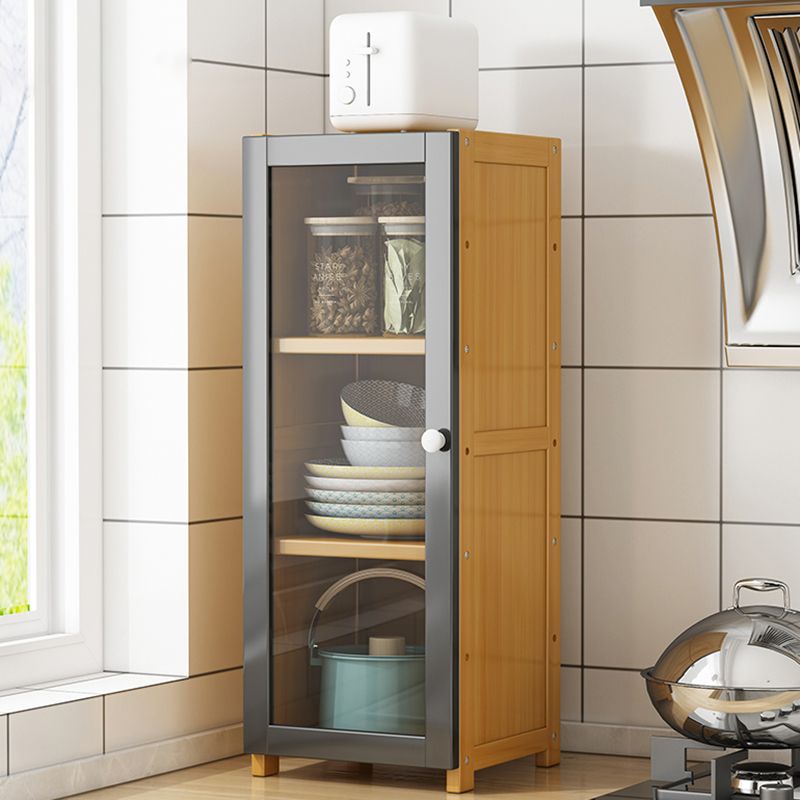 Modern Standard Bookcase Bamboo Closed Back Shelf with Doors