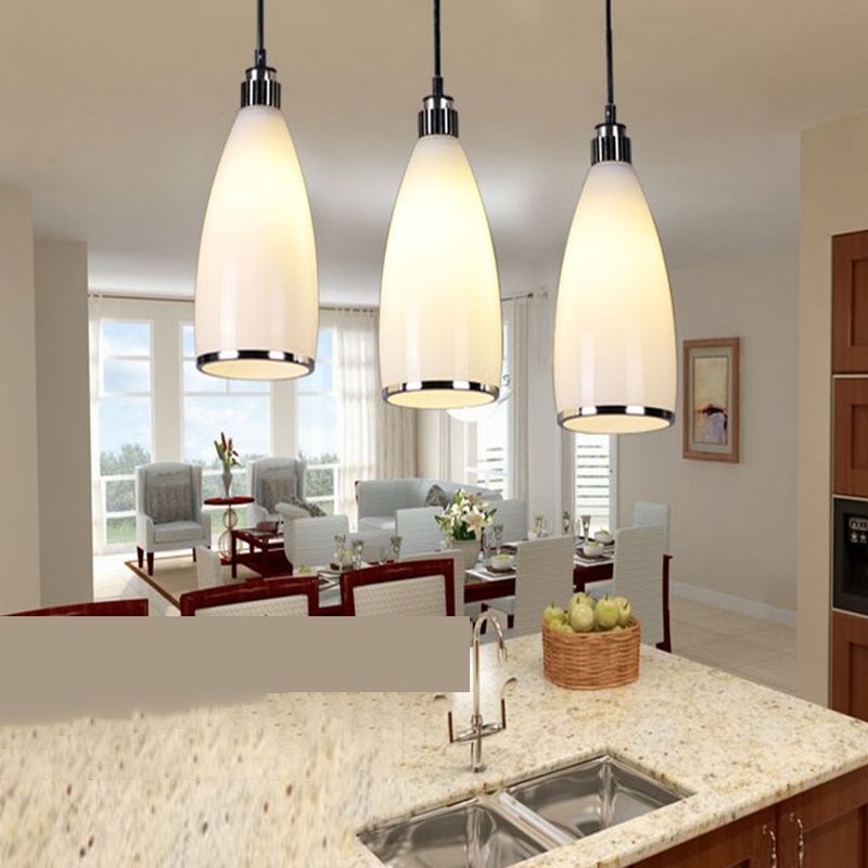 1 Light Bell Pendant Lighting Modern simplicity White Glass Pendant Ceiling Lights for Restaurant