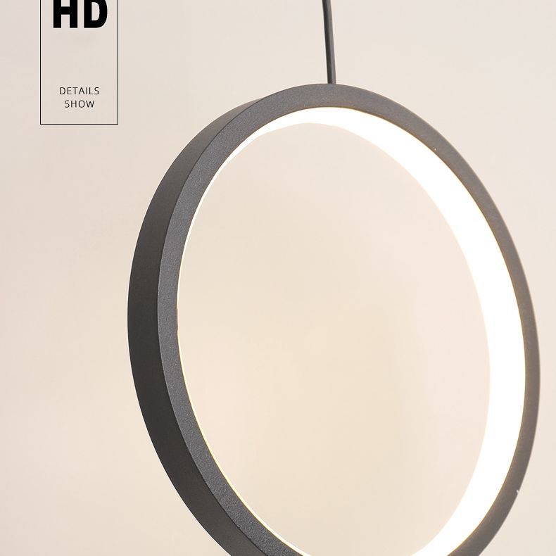 Kreisförmiger Acryl -LED -Anhänger Licht im modernen prägnanten Stil schmiedeeisern hängendes Licht für Esszimmer