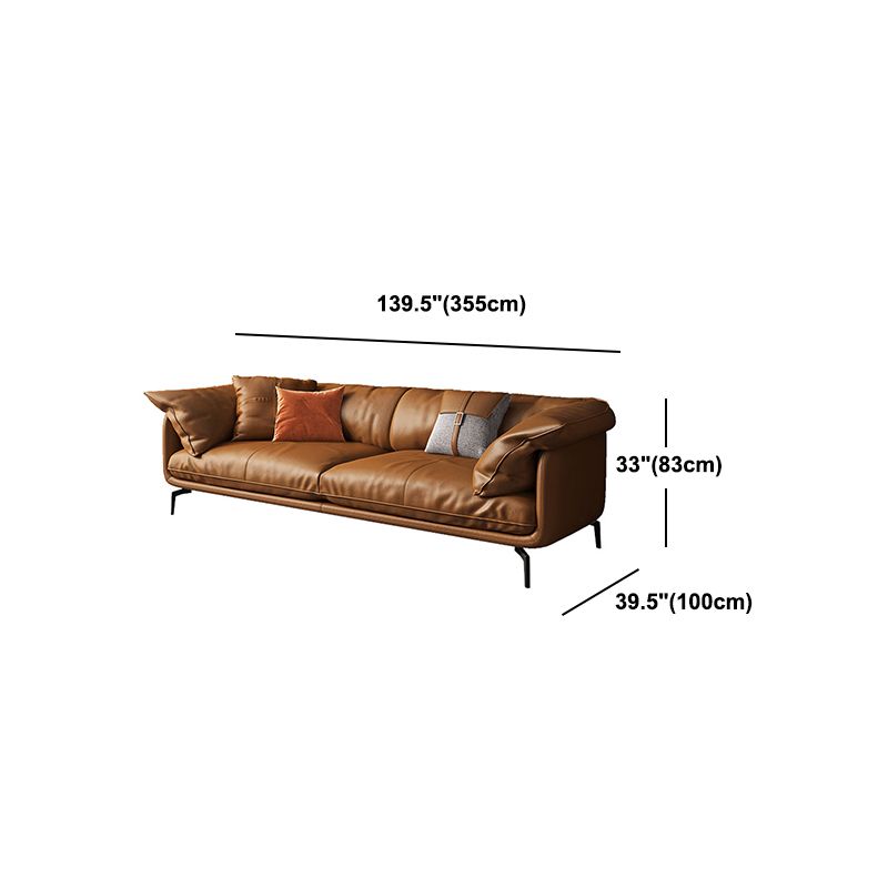Scandinavian Orange Pillow Top Arm Sofa/Sectionals with Cushions Metal Legs