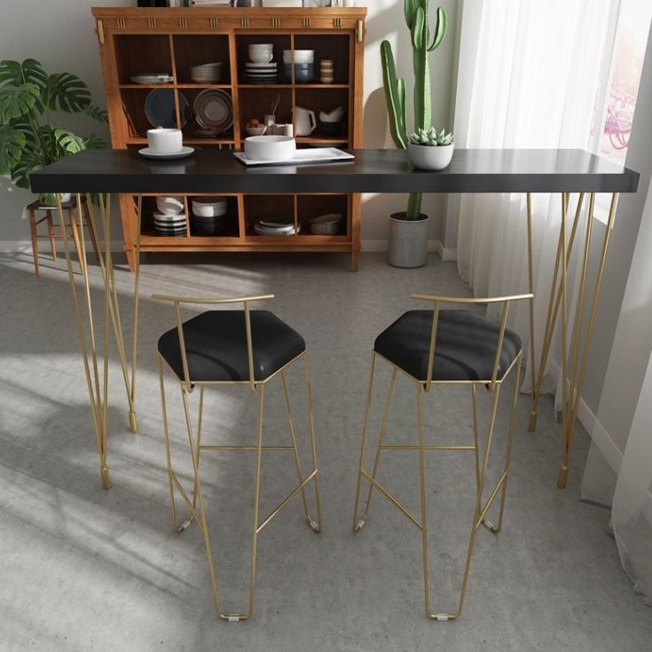 Glam Style Rectangle Counter Set 1/3 Pieces Solid Wood Bistro Set for Indoor