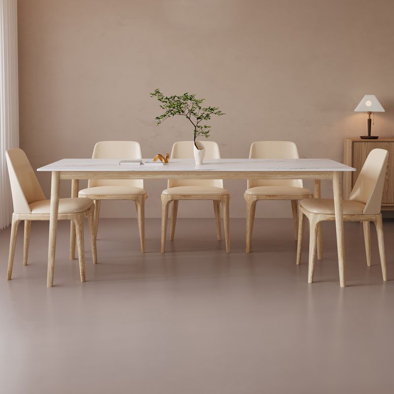 Rectangle Dining Table Set 1/2/6/7/9 Pieces Modern Sintered Stone Table Armless Chairs