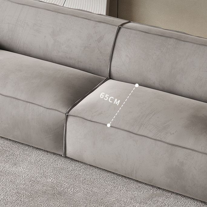 Contemporary Genuine Leather/Fabric Recessed Arm Sofa for Living Room