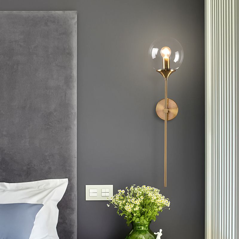 Ball Shade Pencil-arm Wandverlichting Postmodern helder/barnsteen/rookgrijs glas