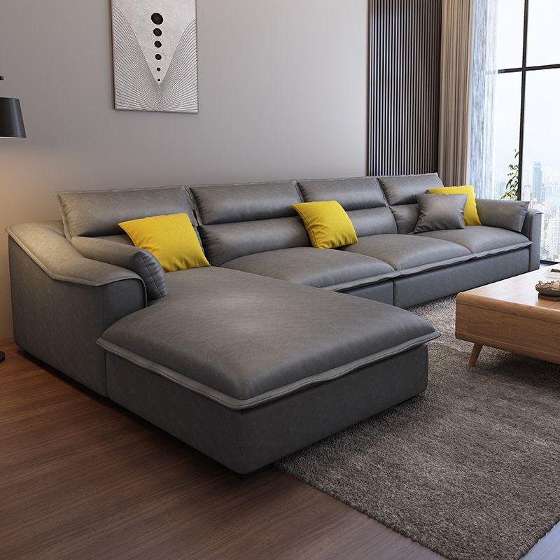 129.92" L Sectional with 4 Pillows Back and Sloped Arms for Living Room