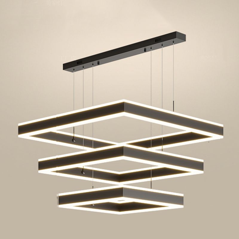 Luces de lámpara de araña de forma cuadrada moderna accesorios de iluminación de araña de metal en negro