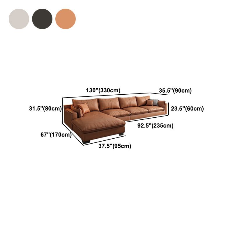 Recessed Arm Sofa & Chaise 129.92" W 66.93" x D 31.5 H" x Loose Back Sofa, Faux Leather