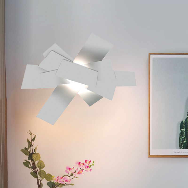 Metallic Stacked Surface Wall Sconce Nordic Novelty 1 Bulb White Wall Light Fixture