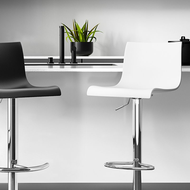 Modern Adjustable Height Swivel Plastic Low Back Bar Stool with Footrest