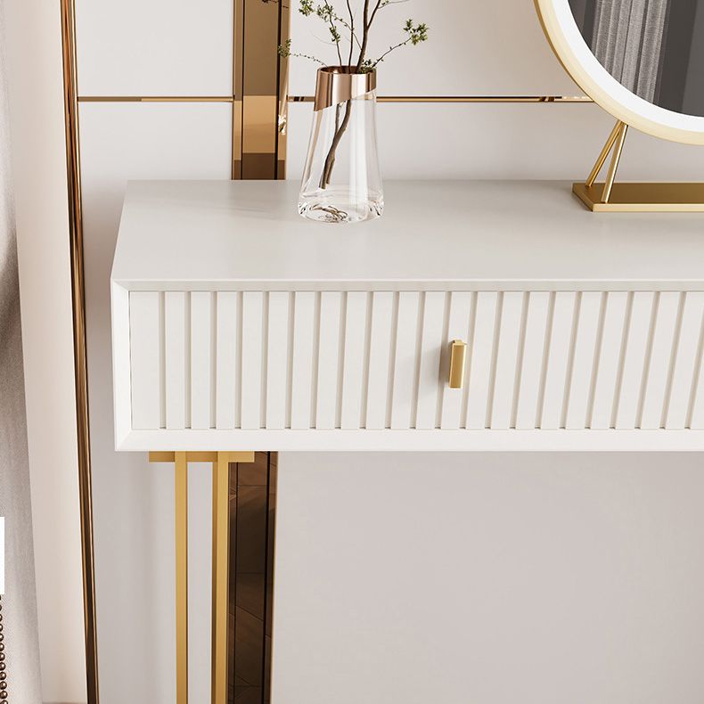 15.74" Wide Dresser with 5 Storage Drawers Cream Vanity Table Glam Style