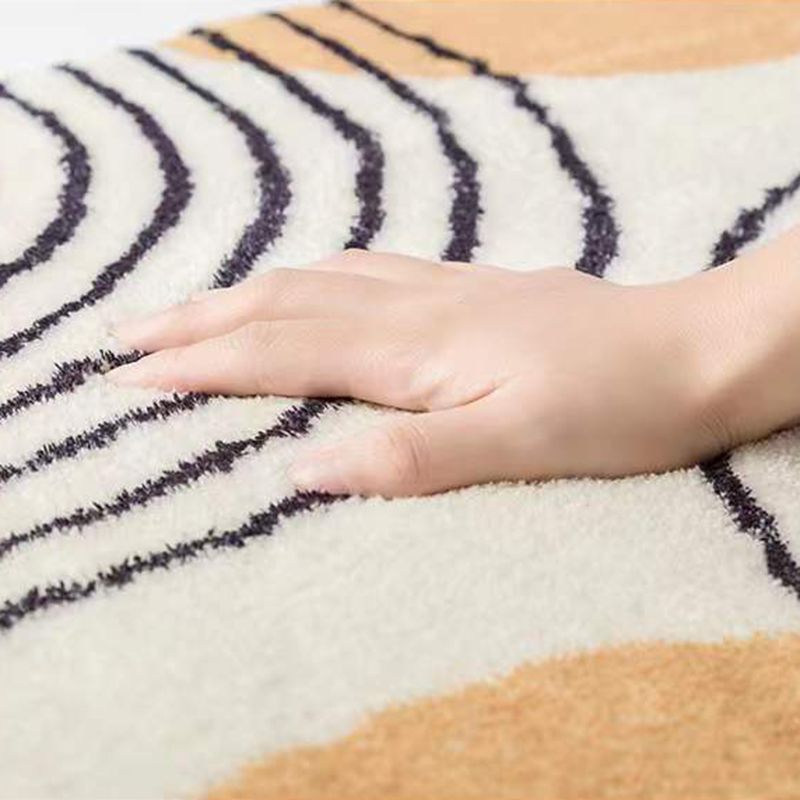Dark Grey Modern Rug Polyester Graphic Rug Washable Rug for Living Room