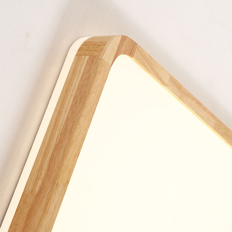 LED Flush Ceiling Light Fixtures with Acrylic Shade Wooden Flush Mount Ceiling Fixture
