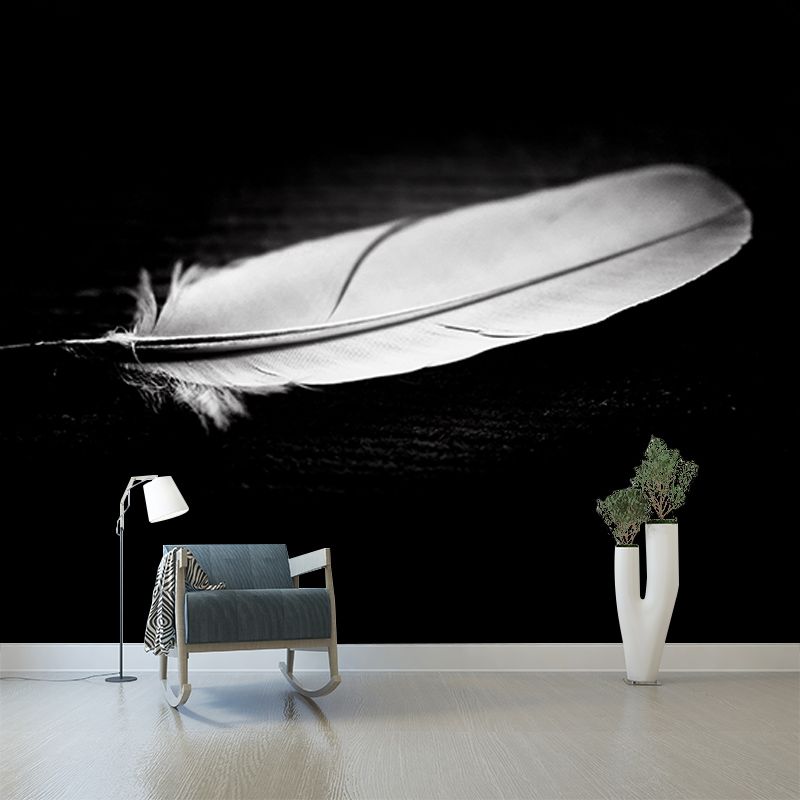 Decor Bird Feather Mural for House Interior Moisture Resistant, Custom Size Available