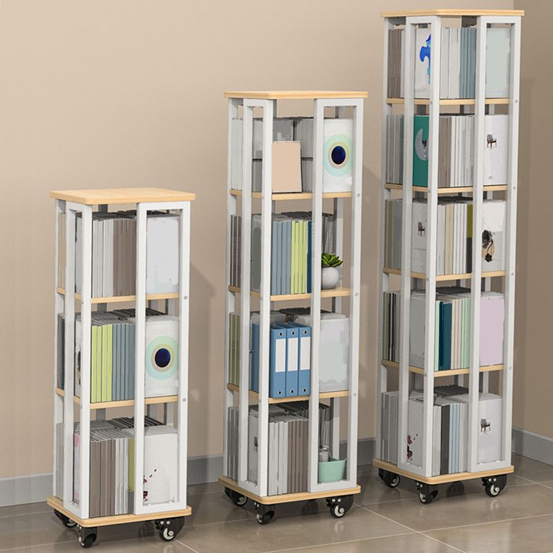 Contemporary Standard Shelf Metal Shelf Bookcase with Casters