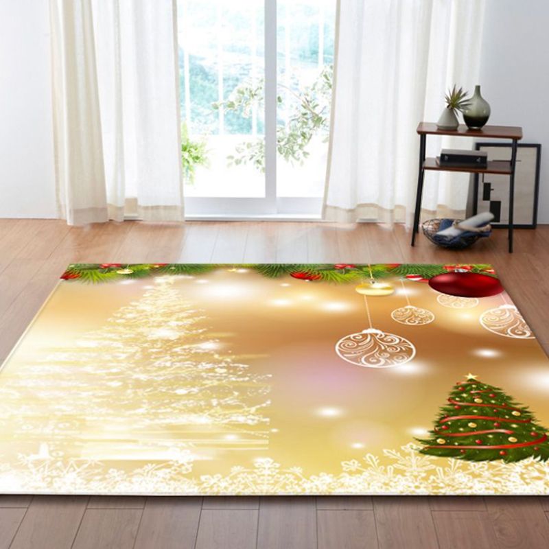 Red Modern Carpet Polyester Santa Claus Carpet Non-Slip Backing Carpet for Home Decor