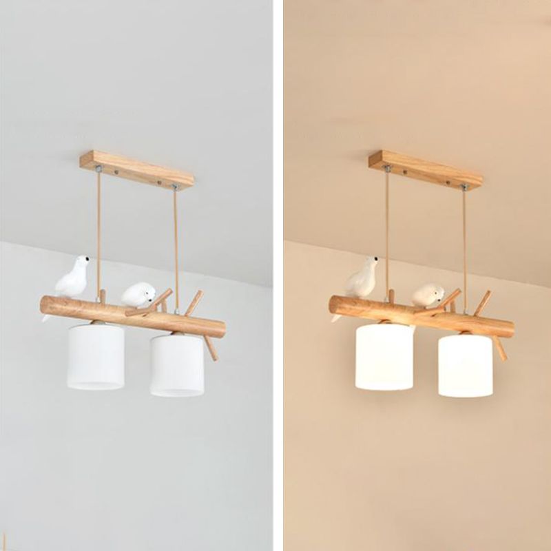 Luces de isla de cilindro de estilo contemporáneo luces colgantes de la isla de vidrio blanco