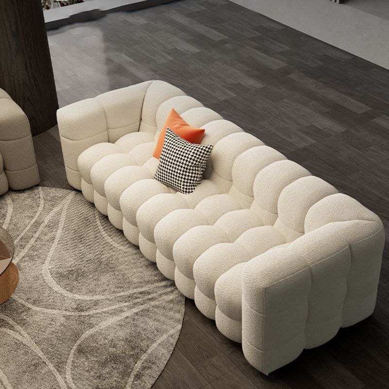 40" Wide Scandinavian Sofa Bed White Fabric Seating with Pillows