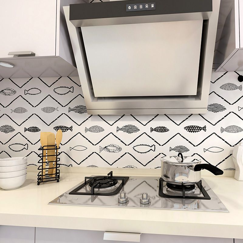 Water Resistant Tile PVC Singular Peel & Stick Tile for Kitchen Backsplash Wall