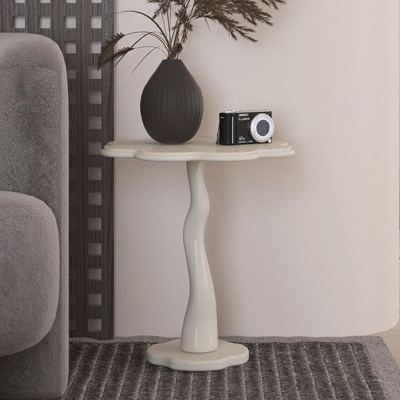 Contemporary Wood Side Table with Cloud Shap Top and 1 Leg Base
