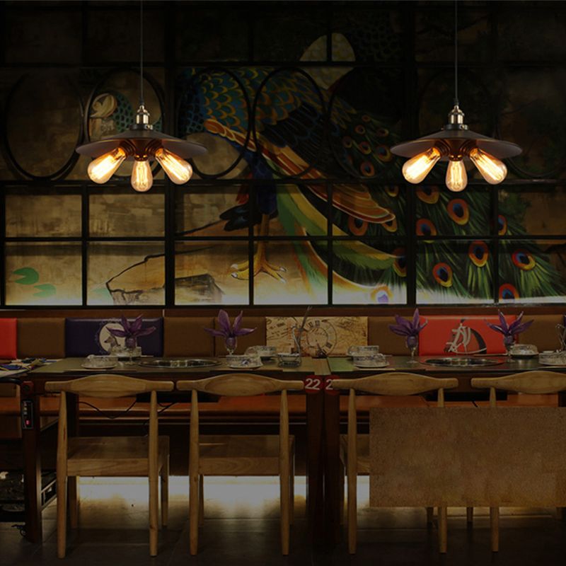 3 Lights Saucer hanglampen retro industrieel metalen plafondarmatuur voor coffeeshop