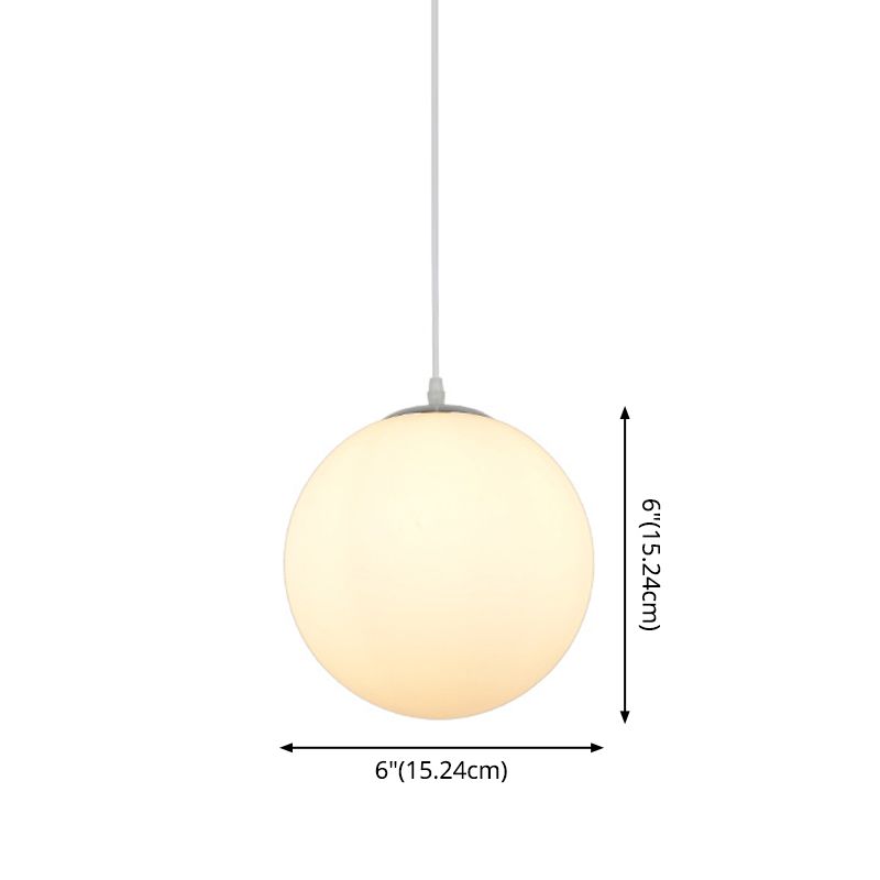 1 Light Round Ceiling Light Modern Simple White Glass Ceiling Fixture for Restaurant