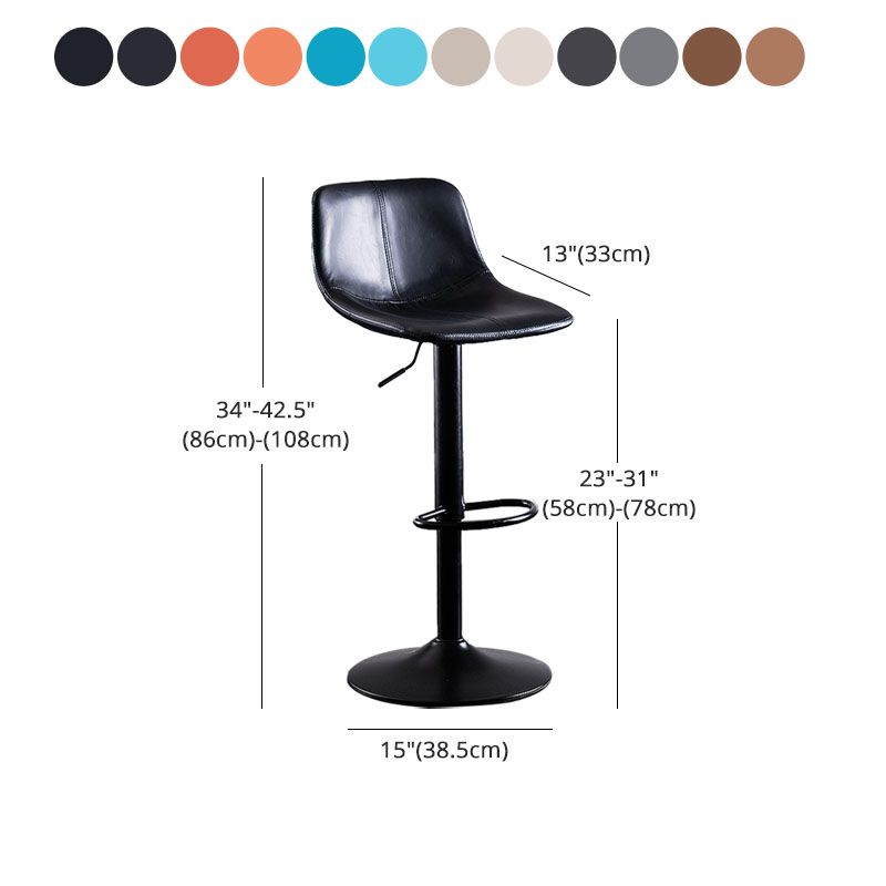 Contemporary Adjustable Height Home Stool Matte Finish Leather Barstool