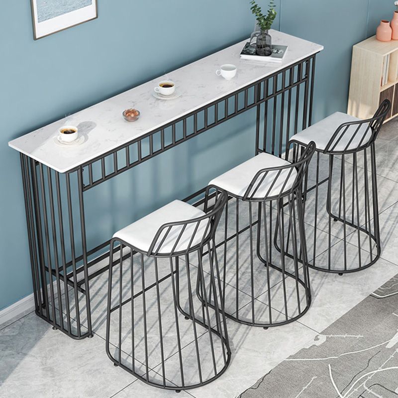 Industrial Rectangle Bistro Bar Desk Faux Marble Bistro Table for Indoor