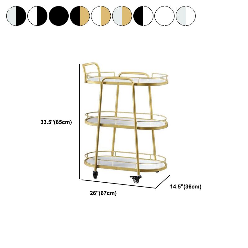 Contemporary Style Oval Prep Table Rolling Metal Prep Table for Home