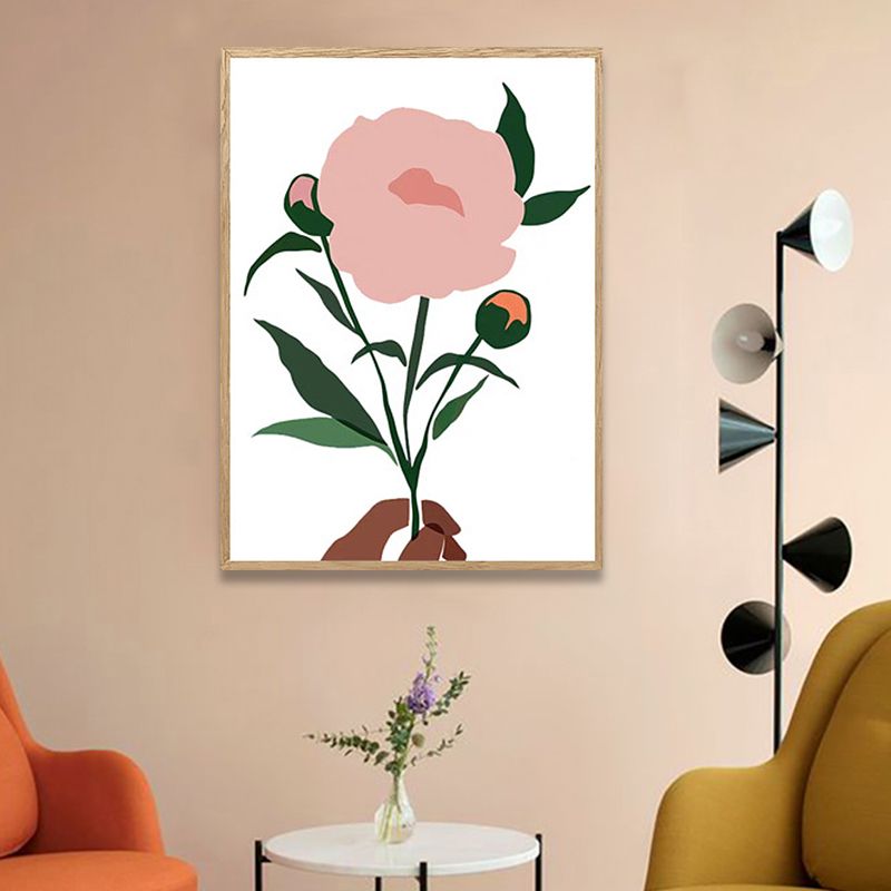 Pastellfarbener Leinwanddruck im nordischen Stil, Vase und Blumen-Wandkunst-Dekor für die Küche