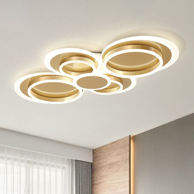 Metallic Ring Shaped Flushmount Licht Zeitgenössische Gold Finish LED Deckenhalterung Licht