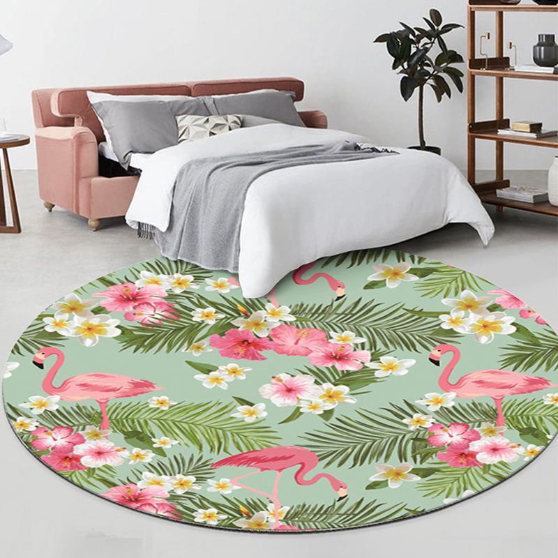 Teppich mit farbenfrohem Flamingo-Muster, frischer, zeitgenössischer Polyester-Teppich, rutschfester Teppich für die Inneneinrichtung