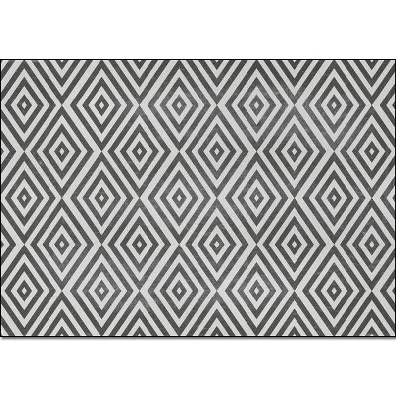Casual Geometric Pattern Rug Grey Contemporary Rug Polyester Washable Anti-Slip Backing Area Rug for Living Room